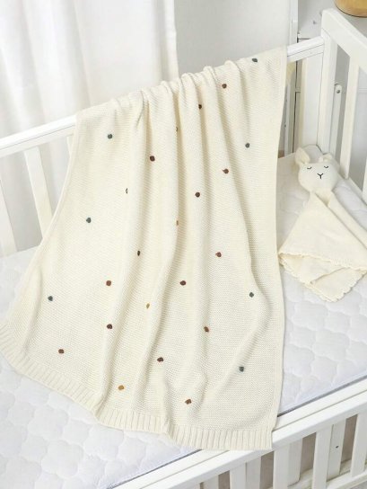 Knitted Baby Blanket - Multi Spot