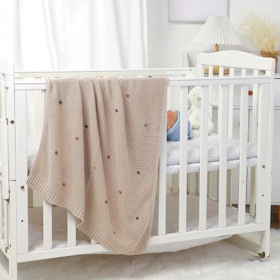 Lightweight Knitted Baby Blanket - Multi Spot Brown