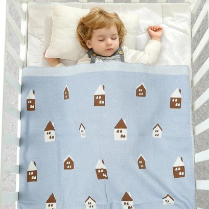 ผ้าห่ม Blue House - Lightweight Baby Blanket แบรนด์ Minikind