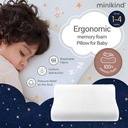 Minikind Ergonomic Memory Foam Toddler Pillow