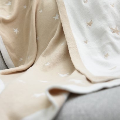 Knitted Baby Blanket -  Cream Star