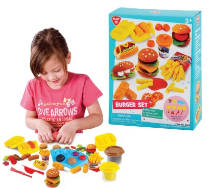 Playgotoys ของเล่นเสริมพัฒนาการ โดว์เซ็ตเบอร์เกอร์ (2 X 2 ออนซ์) BURGER SET (2 X 2 OZ DOUGH INCLUDED)