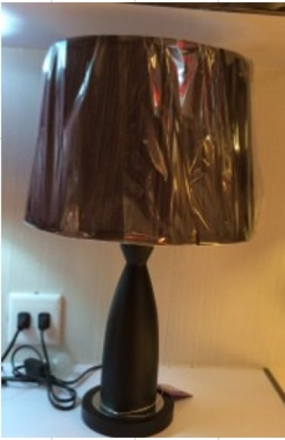 [ปรับลดราคาSALE25%]โคมไฟตั้งโต๊ะ ขาไม้ + โป๊ะผ้า 2006F