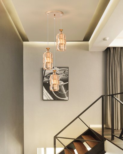 โคมไฟห้อยต่างระดับ ทรงกระบอก 3 หัว รุ่น 9011/3