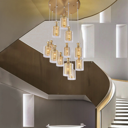 โคมไฟโถงต่างระดับ ทรงกระบอก 2 ชั้น รุ่น 2025-12