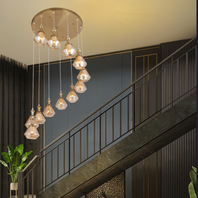 โคมไฟโถงต่างระดับ ทรงเพชร รุ่น 2029-12