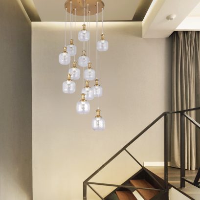 [ปรับลดราคาSALE25%]โคมไฟโถงต่างระดับ ทรงกลม ปลายเปิด รุ่น 2028-12