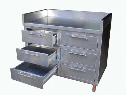 เคาว์เตอร์สแตนเลสแบบลิ้นชัก 6 อัน