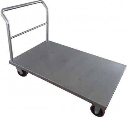 รถเข็นสแตนเลสแบบท้องแบน ไม่มีขอบกันตก