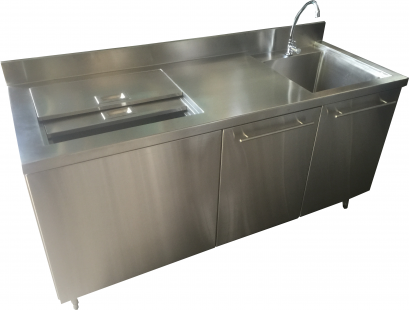 เคาว์เตอร์ถังใส่น้ำแข็งพร้อมซิ้งค์