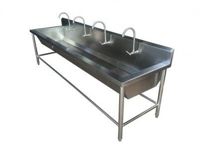 อ่างล้างมือสแตนเลส 4 หัวก๊อกน้ำ