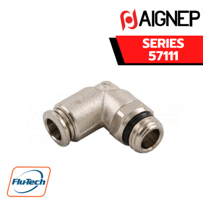 AIGNEP Series 57111 | ORIENTING ELBOW MALE ADAPTOR “UNIVERSAL SHORT” (ข้อต่องอลม เสียบสาย – เกลียวนอก)