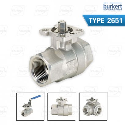 Burkert Type 2651 - 2/2 or 3/2 way Ball Valve, 2-Piece