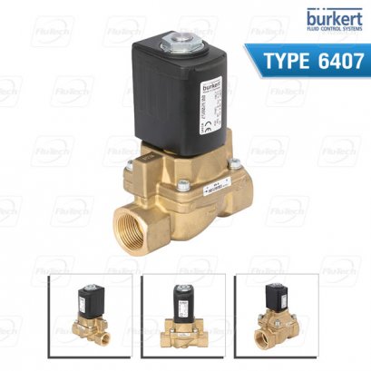 Burkert Type 6407 - Servo-assisted 2/2-way piston valve