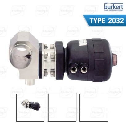 BURKERT TYPE 2032 - Pneumatically operated zero dead volume T-Valve CLASSIC