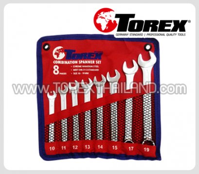 TPQ-TRCBS8 (10-19 มม.) ประแจแหวนข้างปากตายชุด 8 ตัว TOREX
