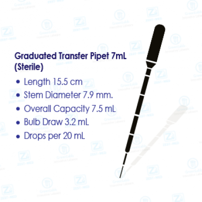 Graduated Transfer Pipet 7mL (Sterile)