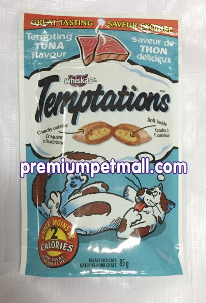 ขนมแมว Whikas Tempations Tempting Tuna Flavour  วิสกัสเทมเทชั่น รสทูน่า (สีฟ้า)
