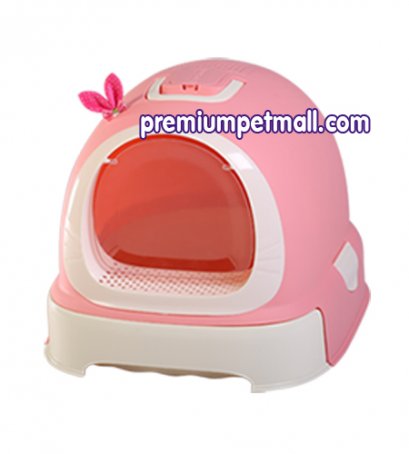 Makar ห้องน้ำแมว รุ่น Fantasy มีลิ้นชักสำหรับดึงทรายมาทิ้ง สีชมพู