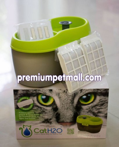 เครื่องให้น้ำอัตโนมัติ น้ำพุแมว สุนัข CatH2O รุ่น Dental Care จุ 2 ลิตร - สีเขียว