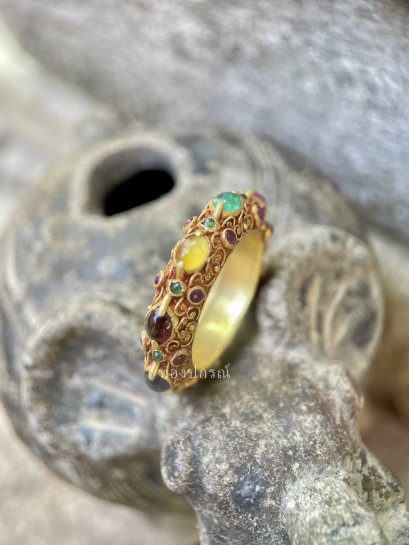 Nopphakao "Phirot" Ring accented with Emeralds and Rubies