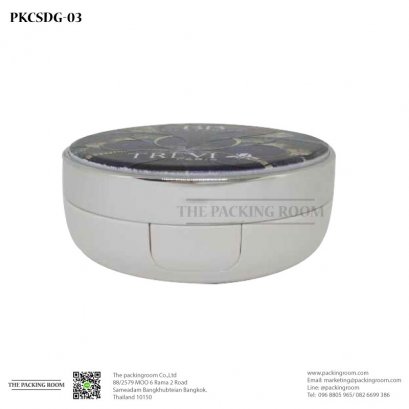 บรรจุภัณฑ์ตลับคุชชั่นสีขาวขอบทอง