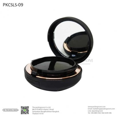 บรรจุภัณฑ์ตลับตลับคุชชั่นสีดำด้านทรงกลม