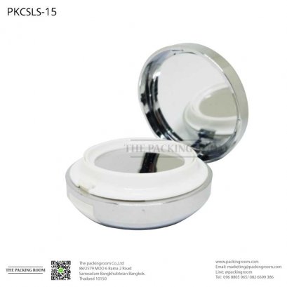 บรรจุภัณฑ์ตลับคุชชั่น AIRLESS สีเงินเงาทรงกลม