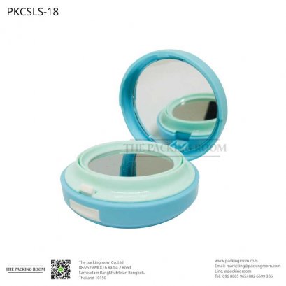 บรรจุภัณฑ์ตลับคุชชั่น AIRLESS สีฟ้าทรงกลม