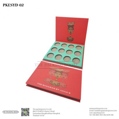 บรรจุภัณฑ์ตลับอายแชโดว์ทรงเหลี่ยมเนื้อกระเดษ