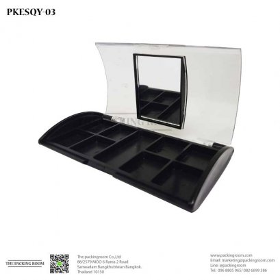 บรรจุภัณฑ์ตลับอายแชโดว์ ทรงเหลี่ยมสีดำเงา