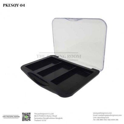 บรรรจุภัณฑ์ตลับอายแชโดว์ทรงเหลี่ยมมนสีดำเงา
