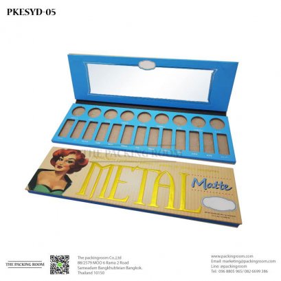 บรรจุภัณฑ์ตลับอายแชโดว์ทรงเหลี่ยมลายเจ้าหญิงมีช่องกลมและช่องเหลี่ยมเนื้อกระเดษ