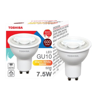 TOSHIBA LED GU10 7.5W 36D แสงสีเหลือง, แสงสีขาวนวล