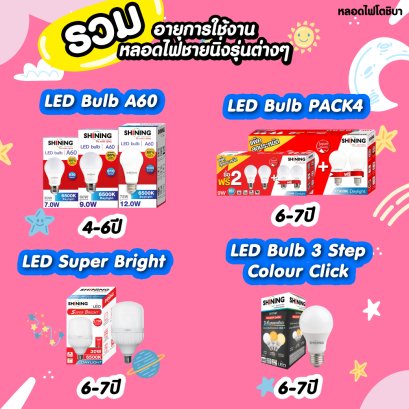 รวมอายุการใช้งานของหลอดไฟรุ่นยอดนิยมจากแบรนด์ Shining 