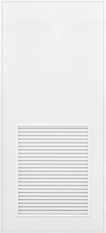 ประตู PVC สีครีม,เทา บานเรียบ เจาะเกล็ดครึ่งบาน 1/2