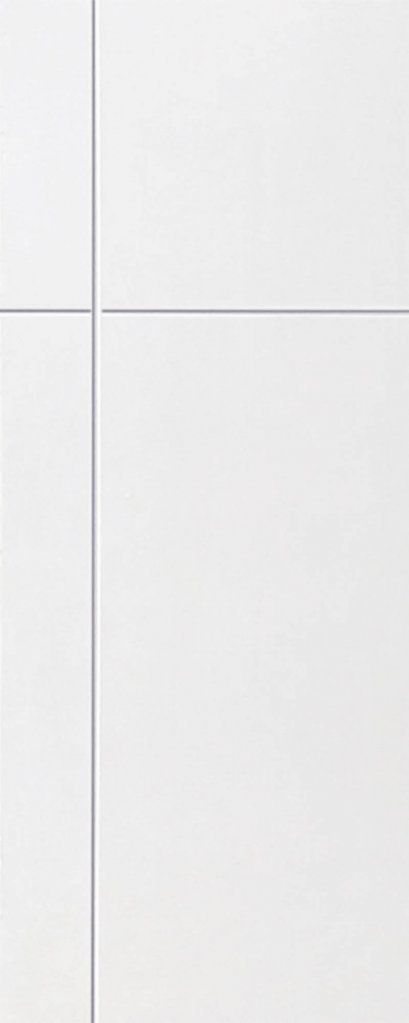 ประตู uPVC รุ่นภายนอก EXTERA สีขาว บานเรียบ เซาะร่อง 1 เส้นตรง 1 เส้นนอน