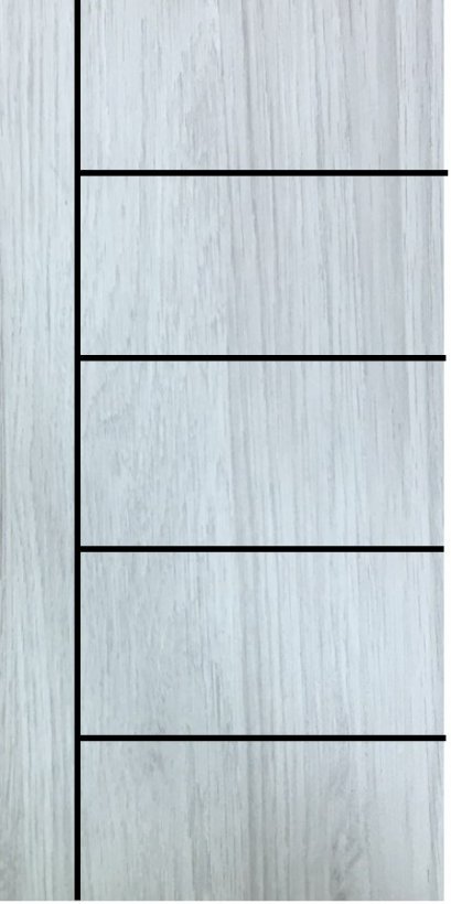 ประตู uPVC รุ่นภายใน EXTERA สี Silver Grey บานเรียบ เซาะร่อง 1 เส้นตรง 4 เส้นนอน