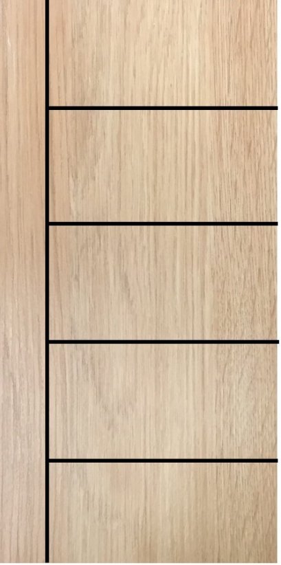 ประตู uPVC รุ่นภายใน EXTERA สี Yellow Ash บานเรียบ เซาะร่อง 1 เส้นตรง 4 เส้นนอน