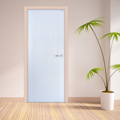 ประตู uPVC บาธติค รุ่นแผ่นเรียบเซาะร่อง BUC02