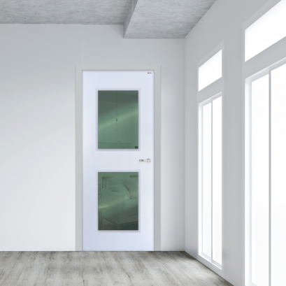 ประตู uPVC บาธติค รุ่นแผ่นเรียบมีกระจก BUG04