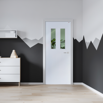 ประตู uPVC บาธติค รุ่นแผ่นเรียบมีกระจก BUG07