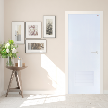 ประตู uPVC บาธติค รุ่นแผ่นเรียบมีเกล็ดระบาย BUL02