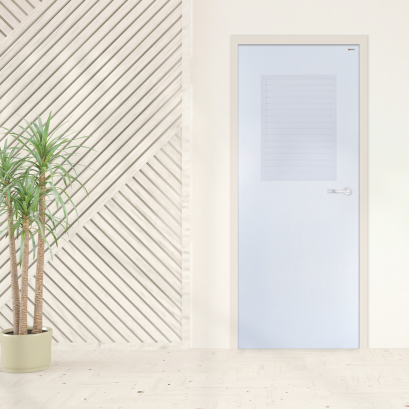 ประตู uPVC บาธติค รุ่นแผ่นเรียบมีเกล็ดระบาย BUL03