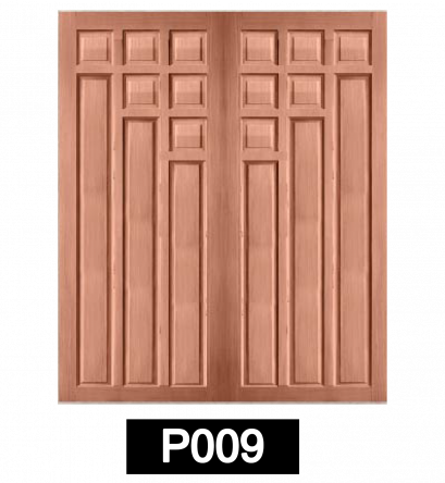 ประตูไม้จริง SIAM รุ่นบานคู่ รหัส P009