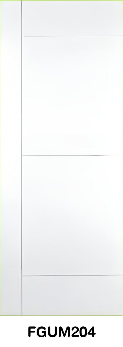 ประตู Fiber Glass Green Plastwood รุ่นเซาะร่อง (ผิวลายเสี้ยนละเอียด) สีขาว รุ่น FGUM204