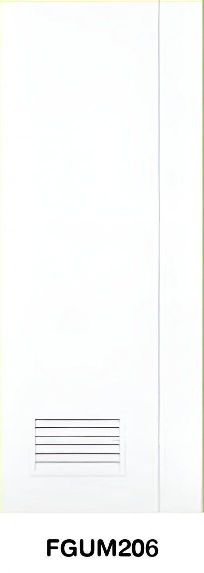 ประตู Fiber Glass Green Plastwood รุ่นเซาะร่อง (ผิวลายเสี้ยนละเอียด) สีขาว รุ่น FGUM206