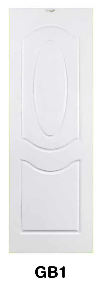 ประตูห้องน้ำ uPVC Green Plastwood ลายลูกฟัก สีขาว รุ่น GB1