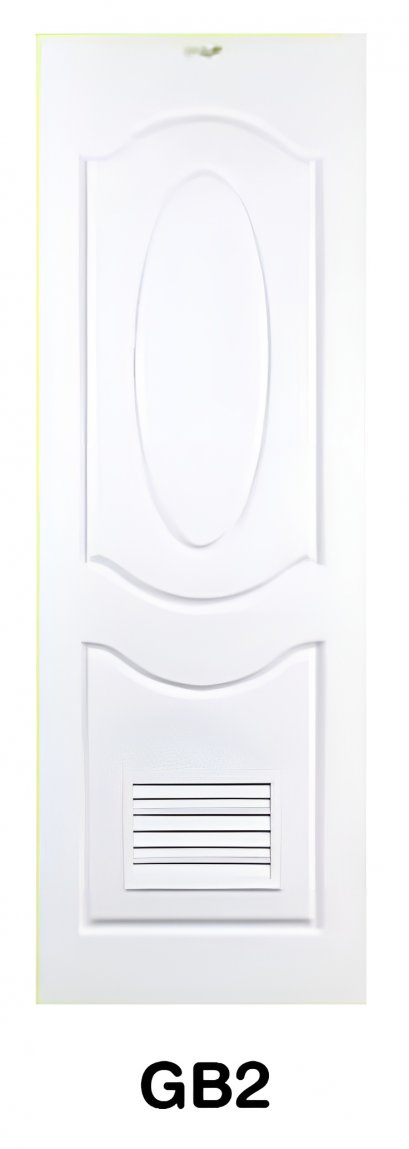 ประตูห้องน้ำ uPVC Green Plastwood ลายลูกฟัก สีขาว รุ่น GB2