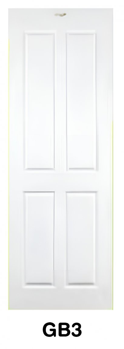 ประตูห้องน้ำ uPVC Green Plastwood ลายลูกฟัก สีขาว รุ่น GB3